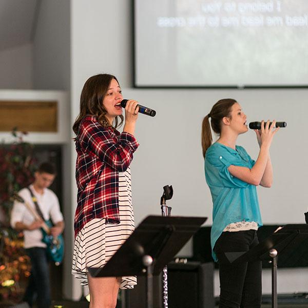 Students worshiping during chapel